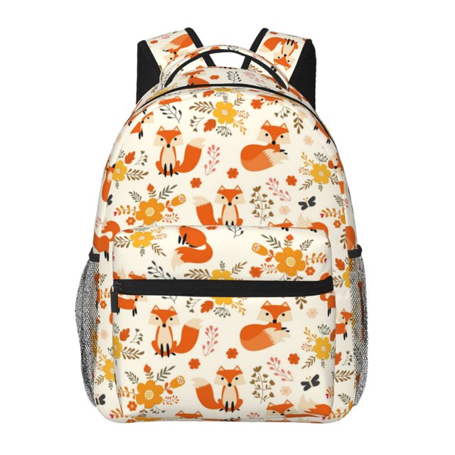 Balery Flower Fox Mochila Escolar Impresa, Mochila Ligera para Viajes Casual, Mochila Duradera y Cómoda Multifuncional, Mochila para Laptop-One Size