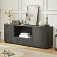 thumbnail image 2 of 64 Inch Wavy TV Stand Black Modern Storage Cabinet with Rounded Corners for Living Room Bedroom Entryway, 2 of 9