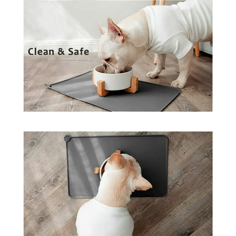 Cat Bowl Mat Dog Pet Feeding Water Food Dish Tray Wipe Easy Clean Floor  Placemat