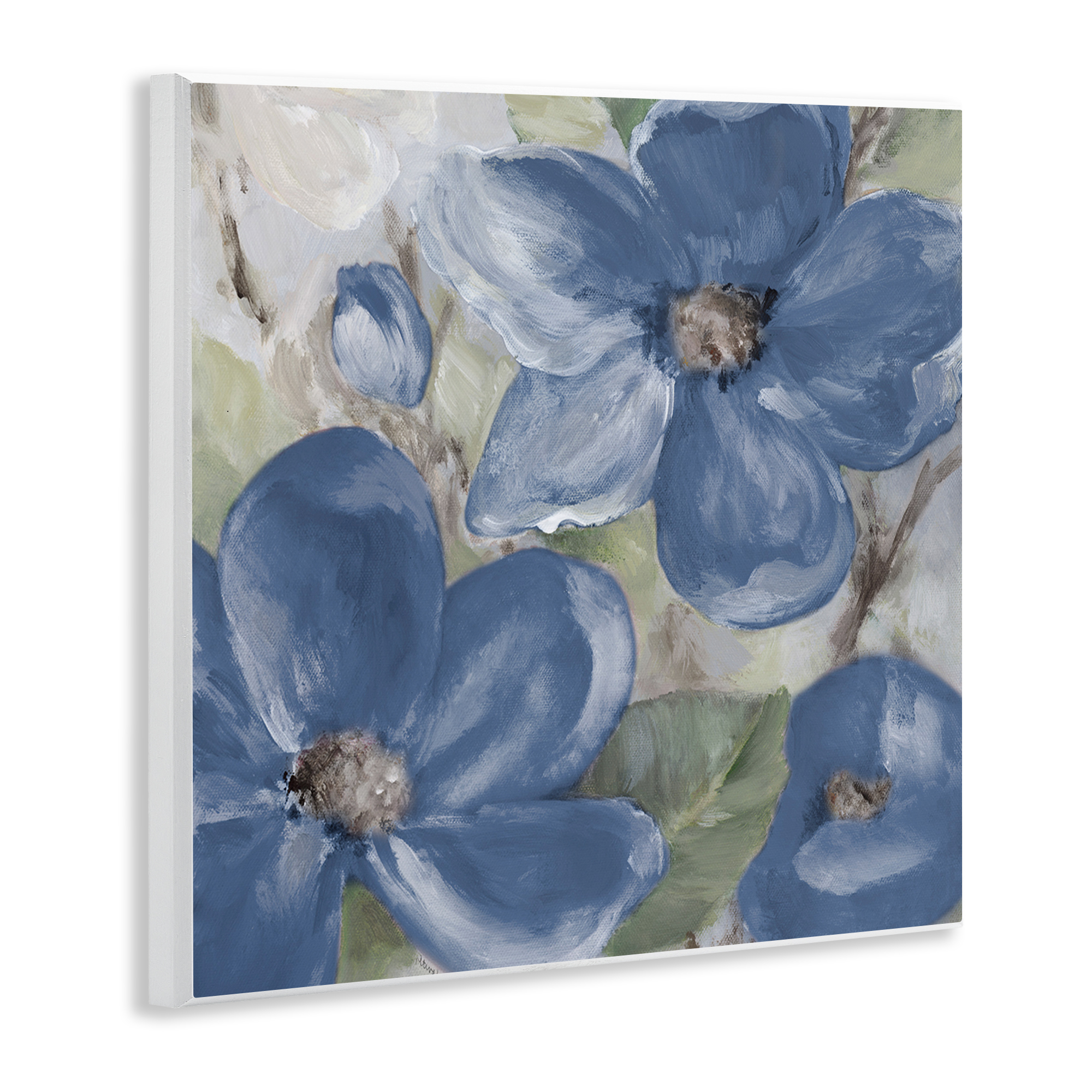 Stupell Industries Silently Blue Bloom Botanical & Floral Painting Unframed Art Print Wall Art, 12 x 12