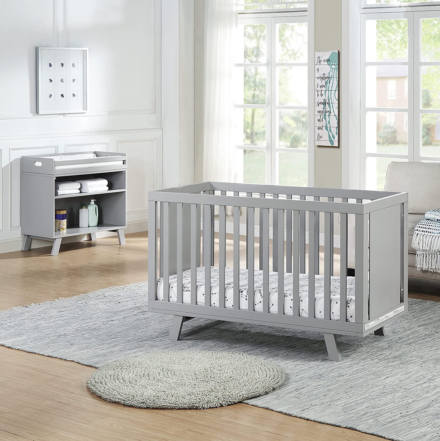 Suite Bebe Livia Multi Purpose Free Standing Changing Table with Removable Tray - Gray/Gray