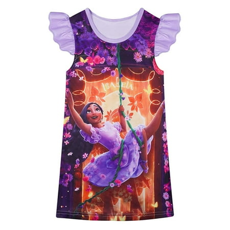 

Encanto Children s Homewear Nightdress Girls Short Sleeve Dress Purple