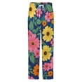 thumbnail image 5 of Floral Garden Print Winter Female Pants Flannel High Waist Women Pants Lady Warm Straight Leg Plush Trousers, 5 of 7