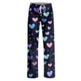 thumbnail image 6 of Fgvctg Womens Valentine's Day Pajamas Loose Wide Leg Sleepwear Pajamas Pants Fashion Heart Graphic High Waisted Pjs Fall Spring Drawstring Lounge Pants with Pockets Dark Purple S, 6 of 7