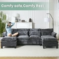 thumbnail image 6 of JONPONY 109.45"U Shaped Couch, 4 Seat Sectional with 4 Throw Pillows, Convertible Upholstery Symmetrical Sofá,High Dense Memory Foam with Double Chaise Lounge &Memory Foam for Living Room, Black Grey, 6 of 12