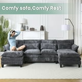 JONPONY 109.49" Modular Sectional Sofa Grey with Sleeper Chaise