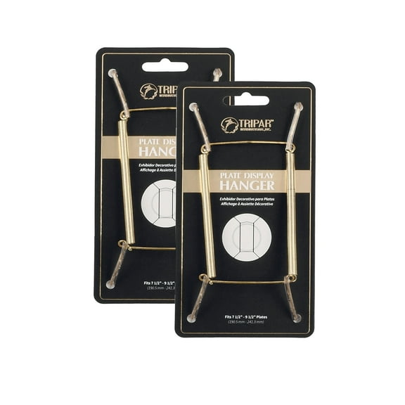 Tripar Plate Wire Wall Hangers - Brass Finish - Fits 7.5"-9.5" (2 Pack)