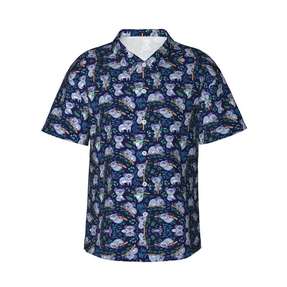 Koalas Hawaiian Shirts For Men, Summer Short-Sleeve Relaxed-Fit Button-Down Shirts Small