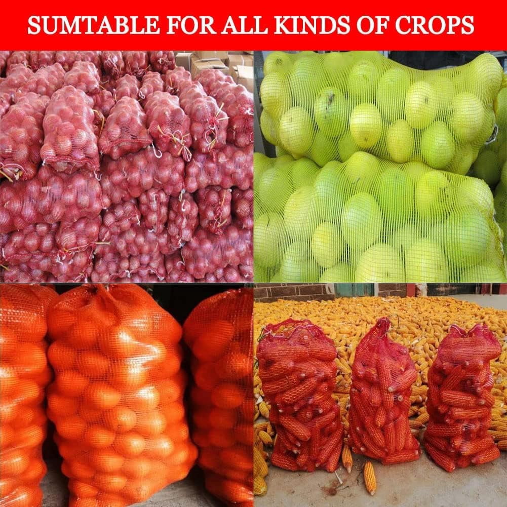 MODANU 50 Pcs Onion Bags, 11 x 18 inch Mesh Produce Bags, Fresh Bag for Onion Vegetables Potato, Red
