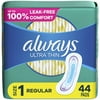 Always Ultra Thin Daytime Pads with Wings, Size 1, Regular, Unscented, 44 Ct