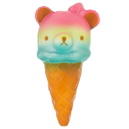 Pictures Ice Cream Cones - Stress Squishy-Bear face rinbow ice cream cone