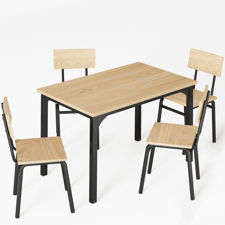 Paproos Wooden Kitchen Table Set, Dining Table with 4 Chairs
