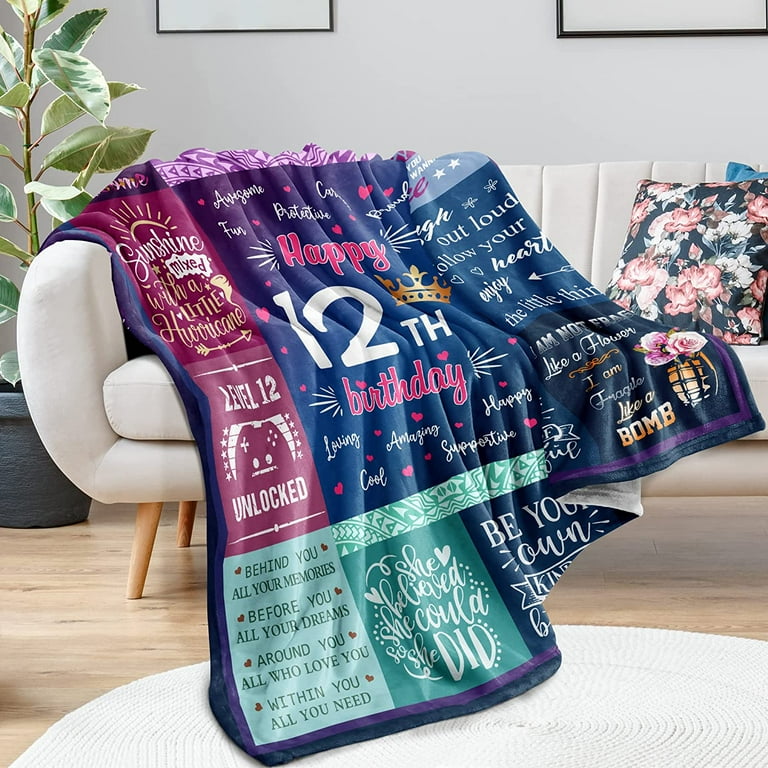 12th Birthday Gifts for Girls Throw Blankets, Best Gifts for Girls