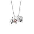 thumbnail image 2 of Delight Jewelry Silvertone Music Sheet with Hearts Silvertone Script Initial Disc - & - Charm Necklace, 20"+3", 2 of 4