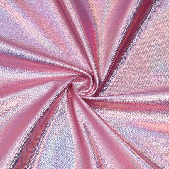 39 inch Pink Metallic Foil Fabric 1.6 Yards Wide Spandex Stretch Fabrics Polyester Stretch Shiny Fabrics Foil Sewing Cloth Lame Fabric for Dancewear Crafts Costumes Decor Pearl Pink