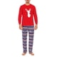 thumbnail image 4 of Pijama de dos piezas con pantalón navideño de manga larga a rayas para hombre Pompotops  oipoqjl8999, 4 of 9