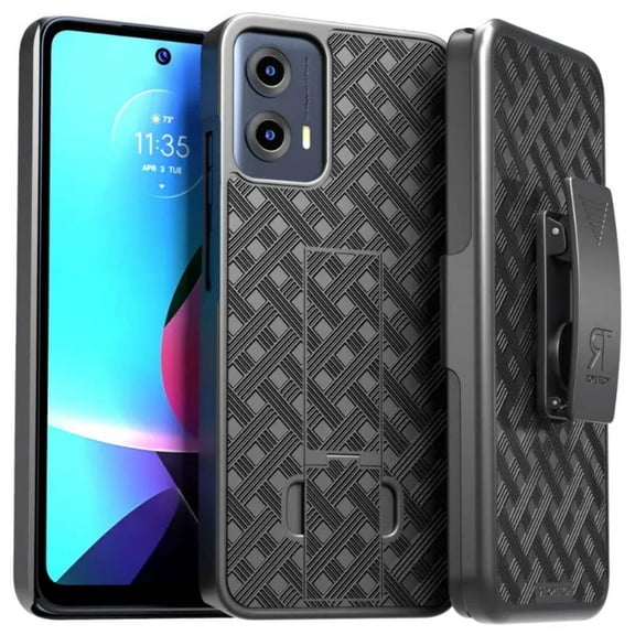 Rome Tech Slim Case with Belt Clip for Motorola Moto G Power 5G, Black