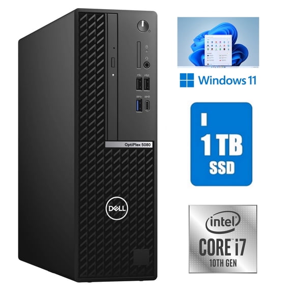 Restored Dell OptiPlex 5080 SFF Octa Core i7-10700 10th Gen 32GB RAM 1TB NVMe SSD Wi-Fi Windows 11 Pro (Refurbished)