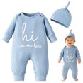 thumbnail image 6 of mgoYE Newborn Baby Boy Clothes Letter/Pattern Printed Romper Jumpsuits One Piece Infant Coming Home Outfit 1/2/3Pcs Clothing Set(Light Blue,3-6 Months), 6 of 9