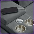 thumbnail image 4 of 114'' Modern Linen 4-Seat Sofa with Console, 2 Cupholders & 3 USB Ports – Dark Gray for Living Room, 4 of 15