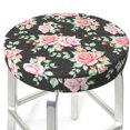 thumbnail image 3 of Balery Rose Flowers Fundas de asiento para taburete de bar redondo de tela de terciopelo ajustables que protegen de arañazos y manchas para sillas de 14 a 17 pulgadas.-14 inch, 3 of 7