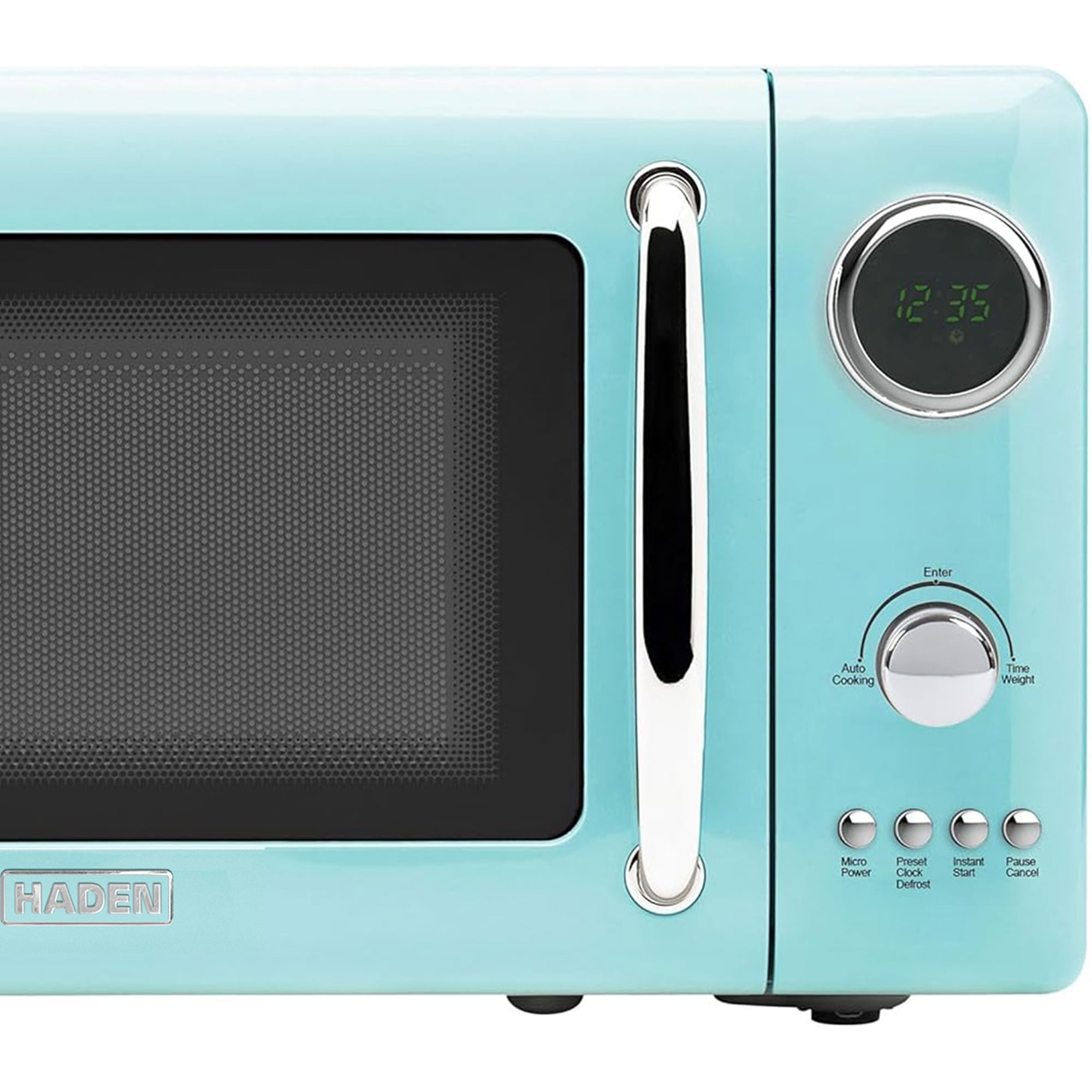 Open Box Haden 700W .7 Cubic Foot Microwave Oven w/Digital Controls, Turquoise