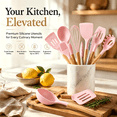thumbnail image 3 of YANWEN 12-Piece Food Grade Silicone Kitchen Utensil Set with Heat Resistant Wooden Handles and Storage Holder, 3 of 11