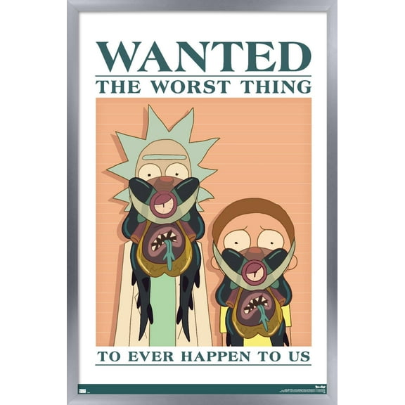 Rick And Morty - Wanted Wall Poster, 22.375" x 34", Framed