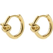 COVE Women Minimalist Gold Knot Huggie Earrings, Gold Tone