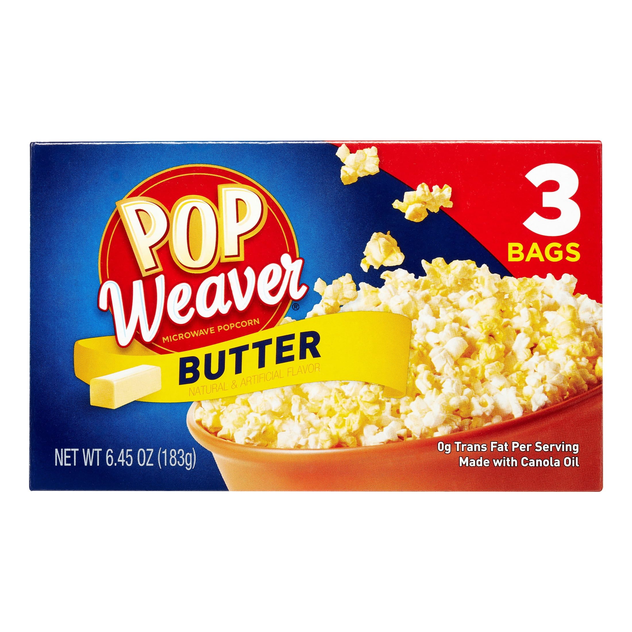 Pop Weaver Butter Microwave Popcorn, 6.45 Oz., 3 Count BrickSeek