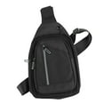 thumbnail image 4 of Bolso de lona informal para hombre, gran capacidad, color puro, almacenamiento multicapa, fácil acceso, bolso de hombro para compras, viajes, negro, tamaño libre, 4 of 14