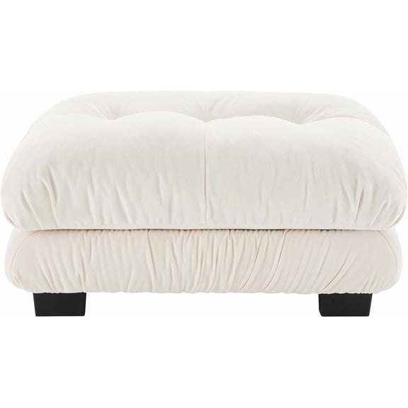 Chenille Upholstered Couches Ottoman for Oversized Modular Sectional Sofa, White
