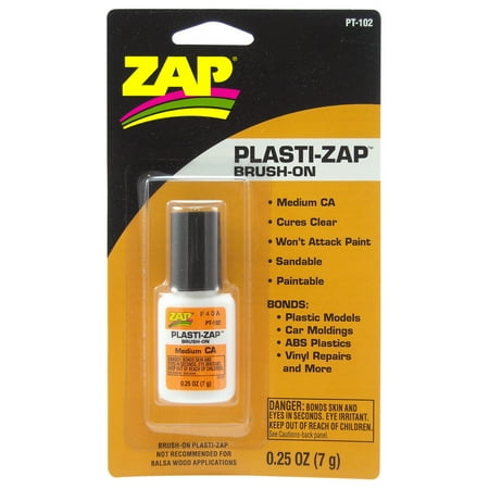 ZAP Glue Plasti-Zap Brush On Medium CA, .25 oz, Carded, PAAPT102