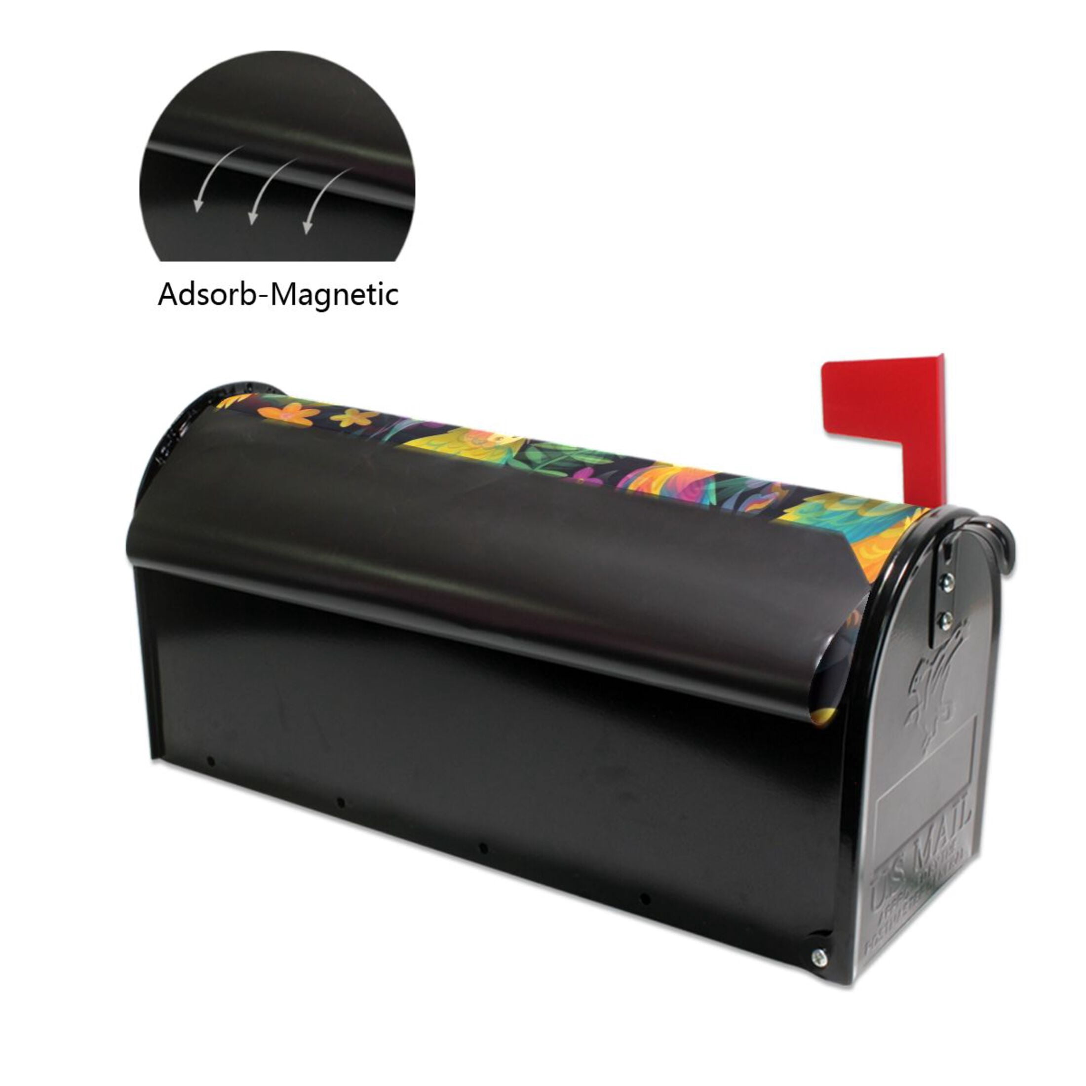 Colorful Parrot Bird and Leaf Magnetic Mailbox Covers 25.5" X 21" Post Letter Box Wraps Waterproof Garden Yard Outdoor Decoration
