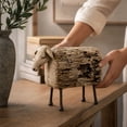 thumbnail image 6 of BingTong Sheep Figurine Tabletop Decor – Distressed Wood Look with Metal Legs, Farmhouse Shelf Accent (Multicolor), 6 of 8