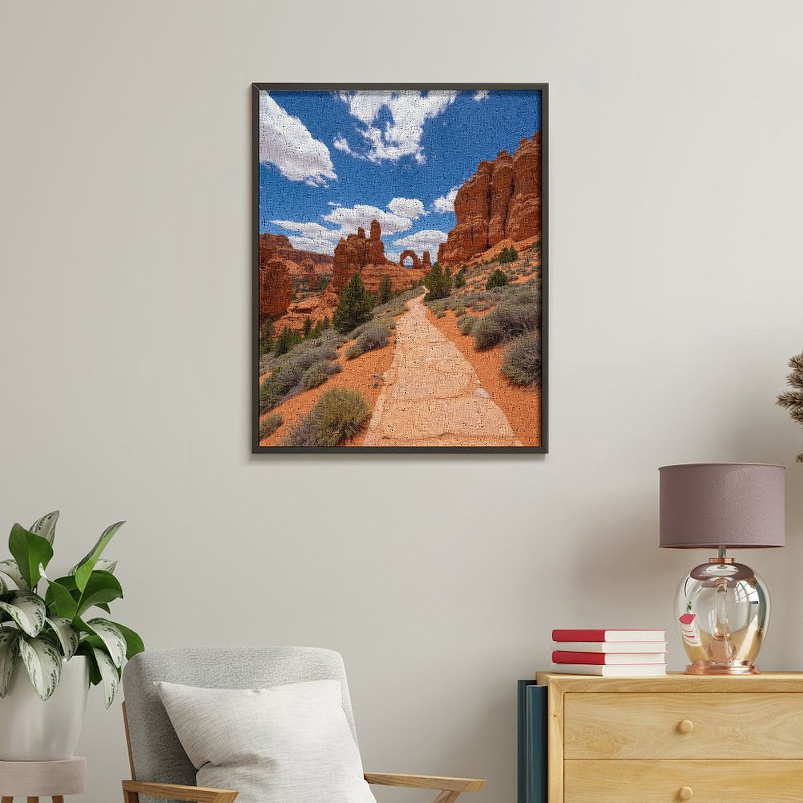 Paint By Numbers Kit for Adults Beginner - DIY Desert Pathway Red Rock Archway Canvas Painting Kits for Adults, Frameless Paint By Number for Adults for Home Wall Decor 16x20 Inch
