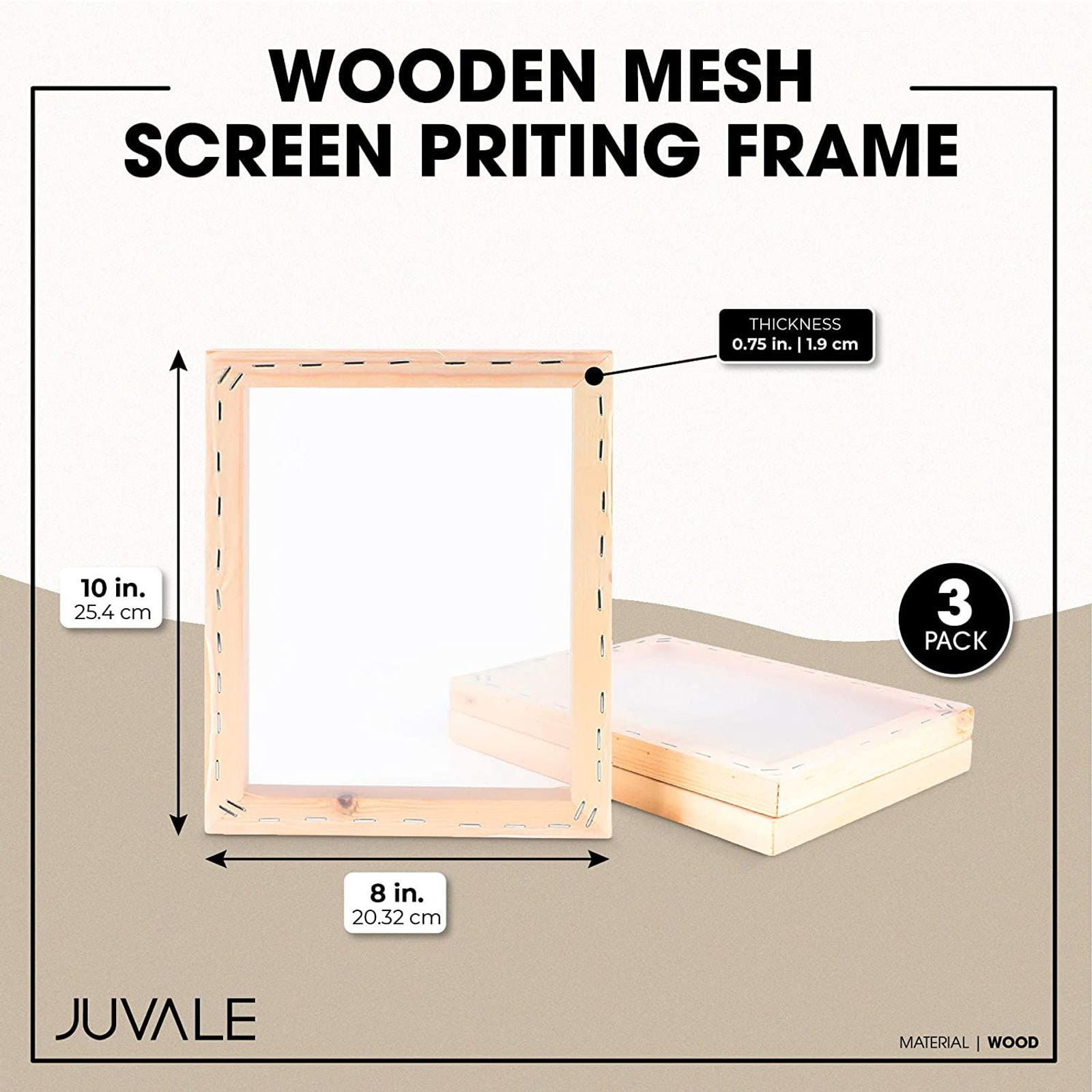 Juvale Natural Wooden Mesh Screen Printing Frame Set, 8 x 10 Inches#43 3 Pack 