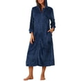 thumbnail image 1 of Bata de baño larga con cremallera para mujer INSPIRE CHIC, suave y esponjosa, cálida, con bolsillos, talla 2XL, color azul marino, 1 of 6
