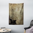 thumbnail image 1 of Guitar Tapestry, Faded Instrument Pattern with Vintage Inspired Background with Stained Design, Wall Hanging for Bedroom Living Room Dorm Decor, 40W X 60L Inches, Pale Brown Black, by Ambesonne, 1 of 2