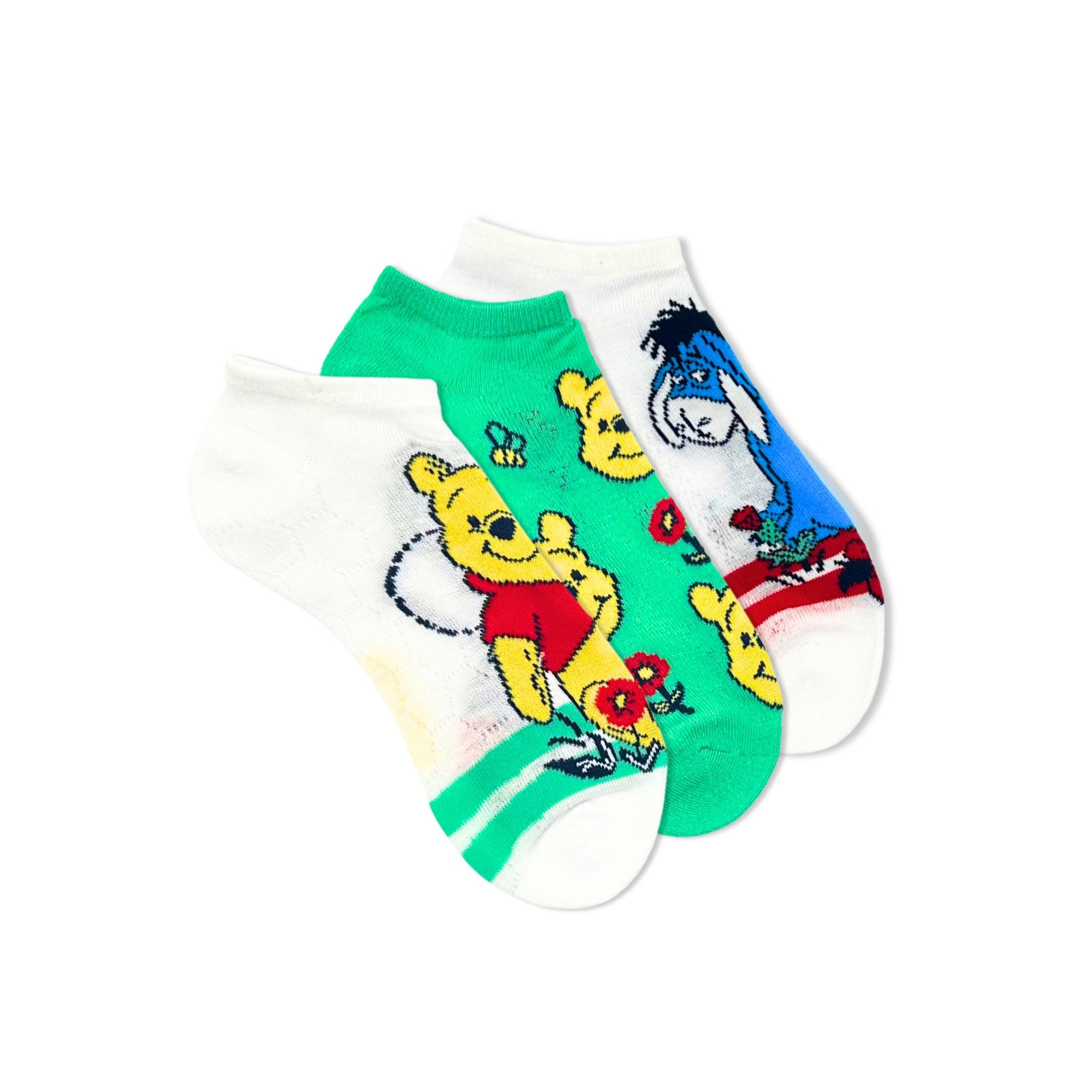 Disney Winnie the Pooh Women's No-Show Socks, 3-Pack, Size 4-10
