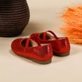 thumbnail image 4 of newwalpole Girls Glitter Dress Shoes Flower Wedding Mary Jane Ballet Flats with Strap Toddler/Little/Big Kids Red for Size 9.5, 4 of 6