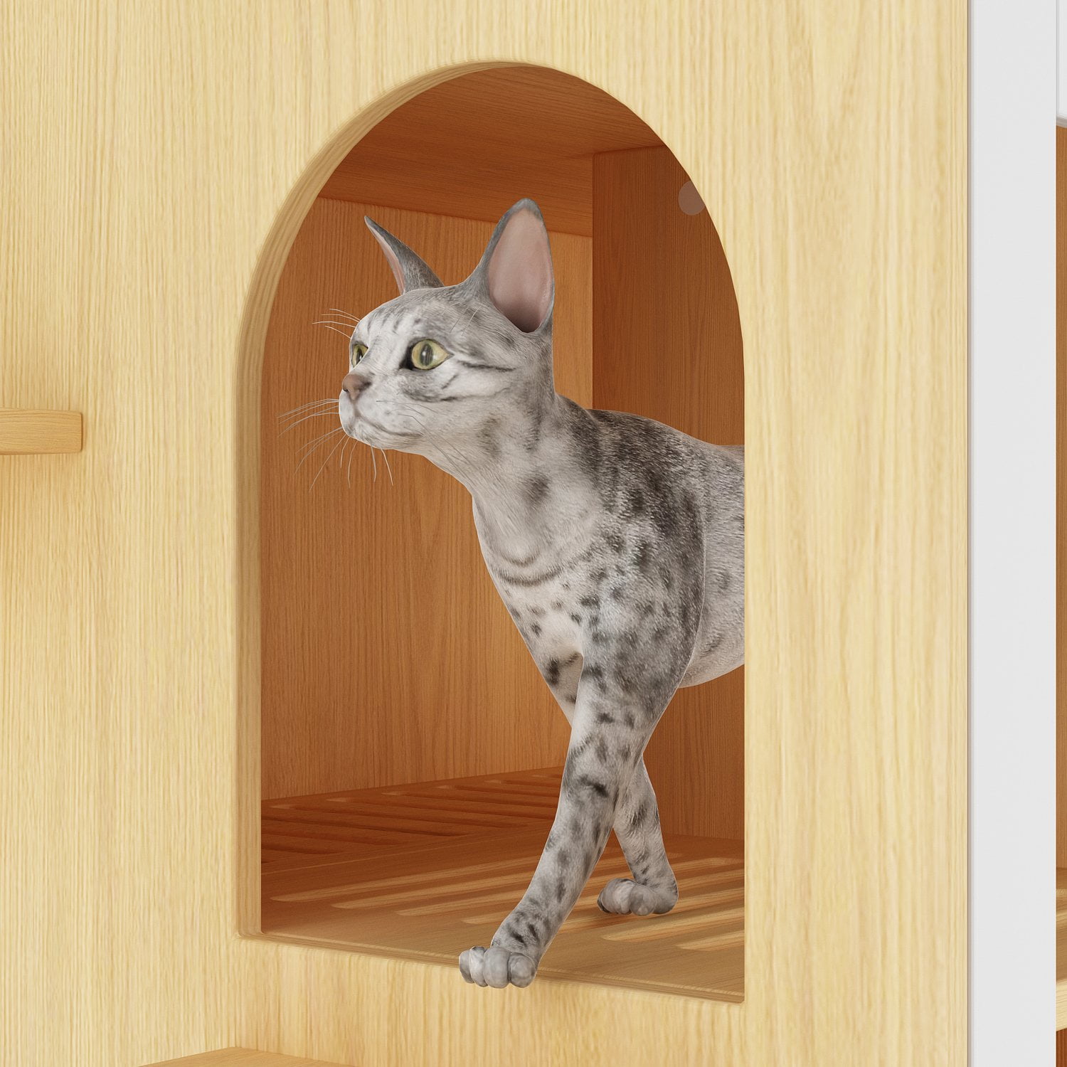 NARTRU Large Cat Litter Box Enclosure Furniture with Drawer and Runway Litter Filter for Litter Boxes,Oak