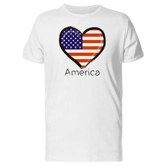 America Flag Heart T-Shirt Men -Image by Shutterstock, Male 3X-Large