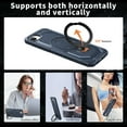 thumbnail image 4 of Designed For iPhone 16e Phone Case,With 360° Spin Magnetic Stand Ring Kickstand,Fit for Mag-Safe,Military Grade Shockproof Heavy Duty Dropproof Tough Rugged Phone Case,Darkblue, 4 of 6