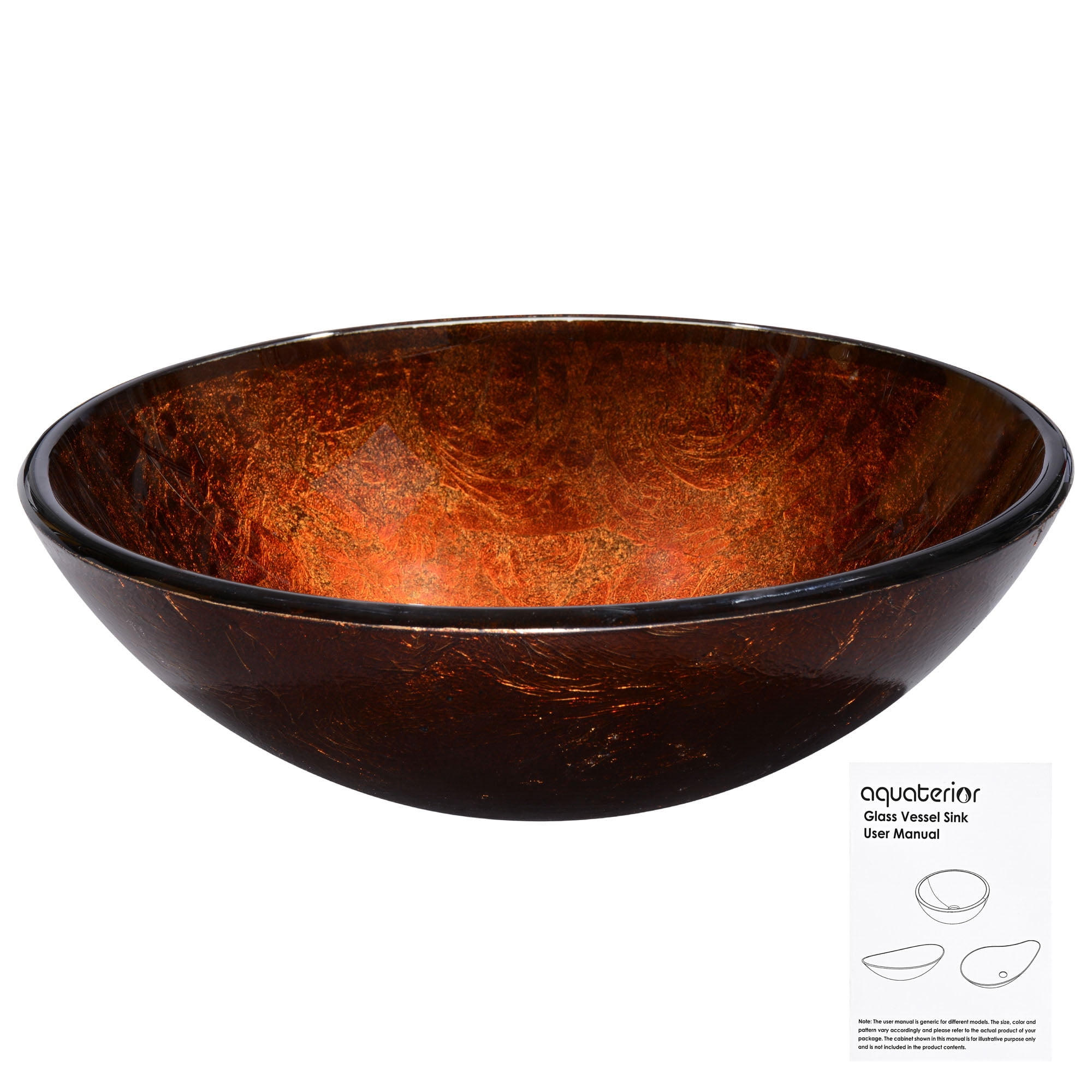 Aquaterior Modern Bathroom Round Artistic Tempered Glass Vessel Vanity Sink Bowl Basin Spa
