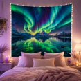 thumbnail image 2 of Green Aurora Above a Snowy Peak and Reflective Lake, Serene Digital Art for Nature Lovers, Alpine Night Decor, Housewarming Gift, Tapestry Wall Hanging for Bedroom and Studio, 2 of 7