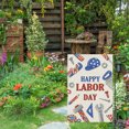 thumbnail image 2 of VOCHIC Happy Labor Day Garden Flag 12x18 Inch Double Sided for Outside, Small Burlap Tools Labor Day Flag USA Labor Day Yard Outdoor Decorations, 2 of 7
