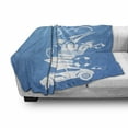 thumbnail image 3 of Adventure Soft Flannel Fleece Blanket, Cursive Written Words with Summer Holiday Items Surfboard Old Car Art on Blue, Cozy Plush for Indoor and Outdoor Use, 70" x 90", Blue and White, by Ambesonne, 3 of 6