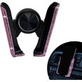 thumbnail image 1 of shiyou-1 PC Bling Car Mobile Phone Holder, Personalized Rhinestone Design Elastic Adjustable Fully Automatic Opening Closing Air Conditioning Outlet Navigation Holder, for Most Car Models (Pink), 1 of 4