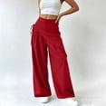 thumbnail image 2 of Admvng Womens Pants with Drawstring Detail Wrap Wide Leg High Waist Trousers, 2 of 5